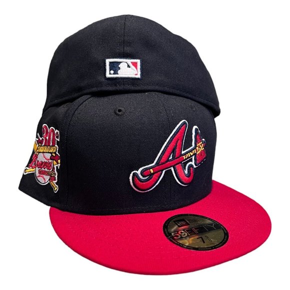 New Era Atlanta Braves 59FIFTY Fitted Hat Navy 30th Year Side Patch - Picture 2 of 8
